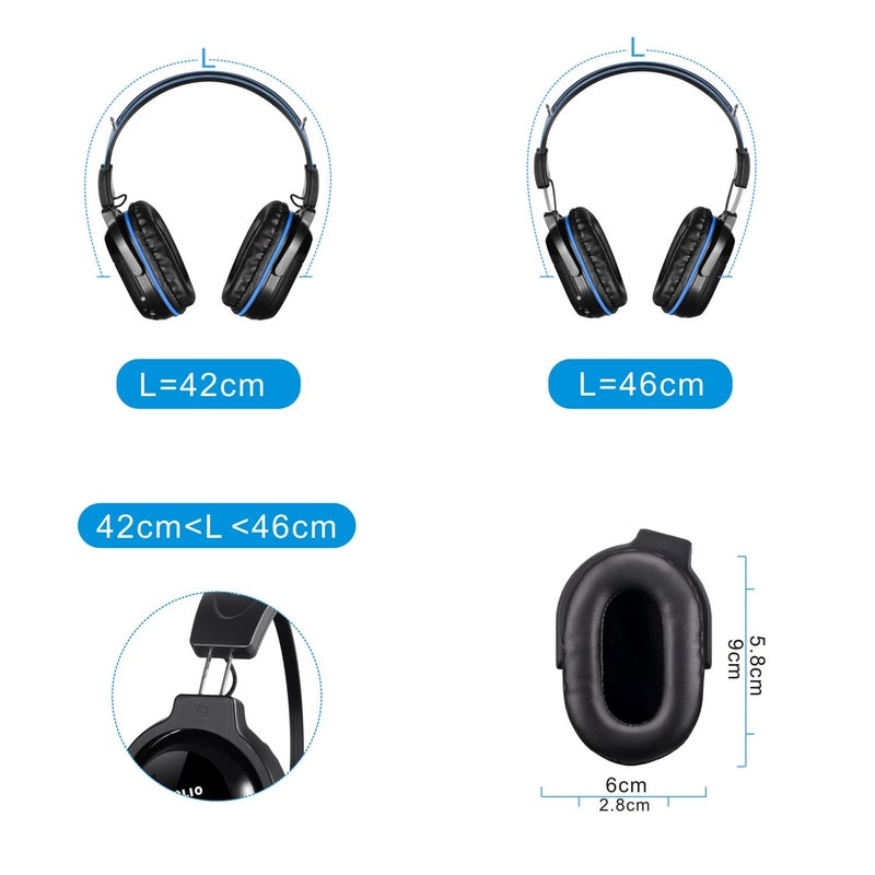 SIMOLIO IR Headphones for Car DVD System, Universal 2 Channel Wireless Infrared Headphone for Honda Odyssey, Pilot, Toyota Sienna, uConnect, GMC Yukon, with AUX Cord, Folding & Carry Pouch, 2 Pack - Image 4